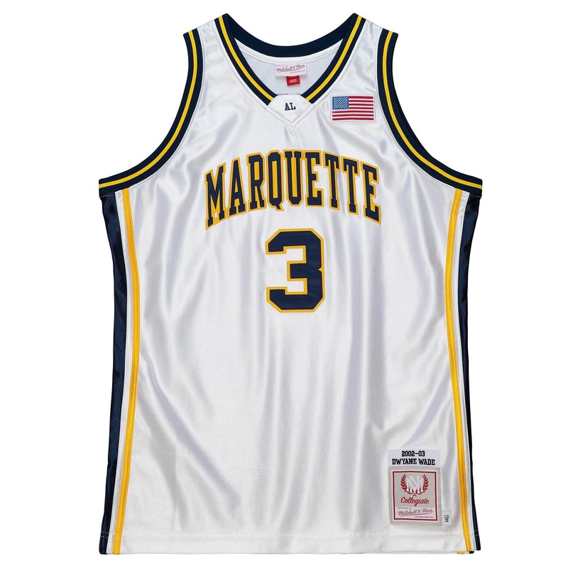 Dwyane Wade Marquette Golden Eagles 02-03 Mitchell & Ness NCAA Authentic Jersey – White