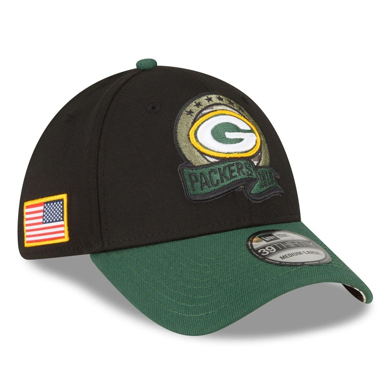 Green Bay Packers New Era NFL Salute To Service 22 39THIRTY Stretch Fit Hat – Black