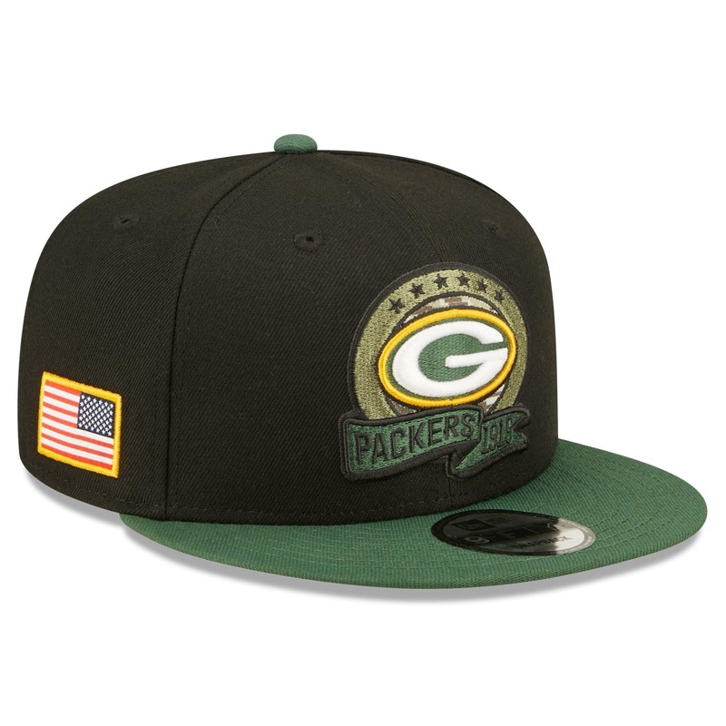 Green Bay Packers New Era NFL Salute To Service 22 9FIFTY Snapback Hat – Black