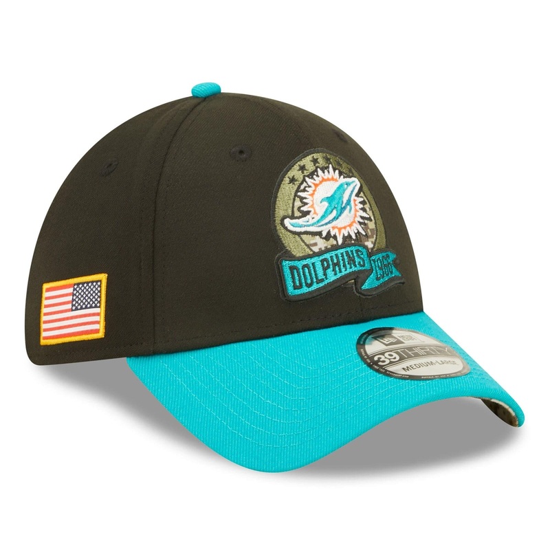 Miami Dolphins New Era NFL Salute To Service 22 39THIRTY Stretch Fit Hat – Black