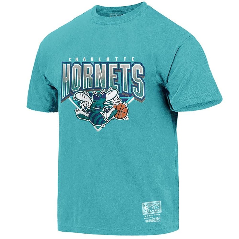 Charlotte Hornets Mitchell & Ness NBA Metallic Shadow Vintage T-Shirt – Faded Teal