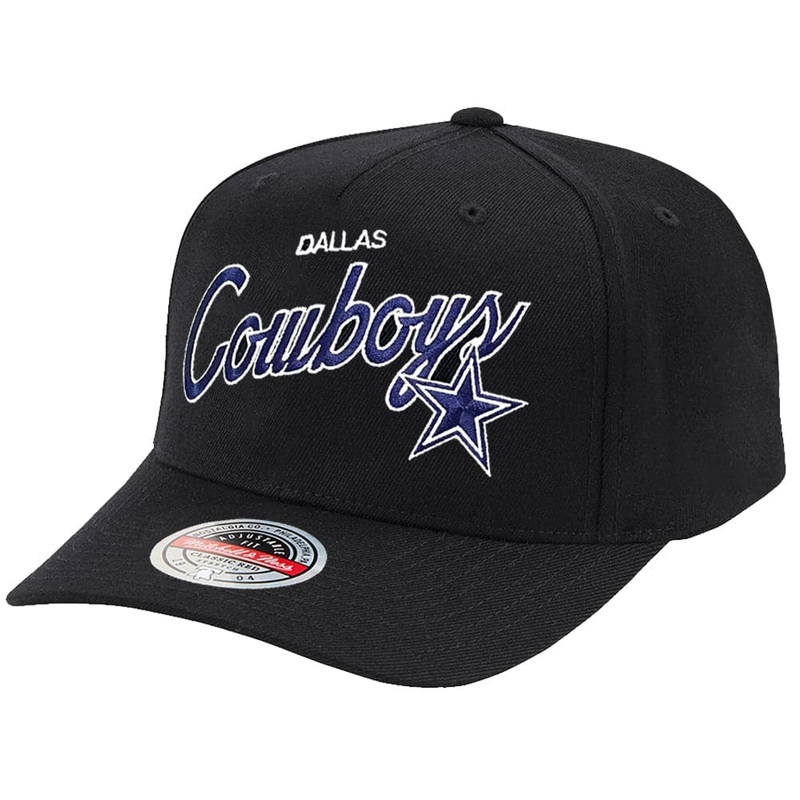 Dallas Cowboys Mitchell & Ness NFL Logo Script Classic Red Snapback Hat – Black
