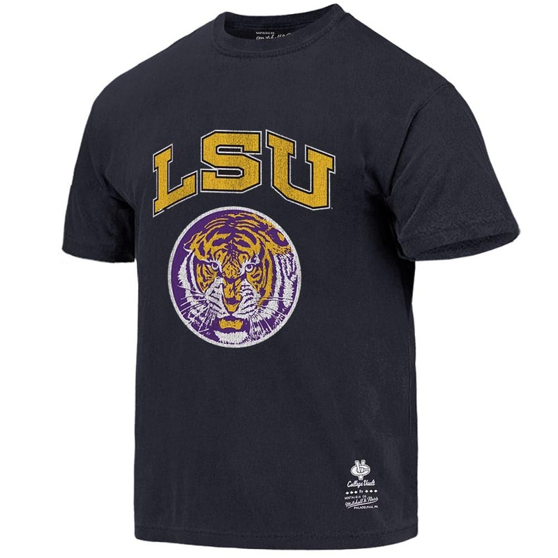LSU Tigers Mitchell & Ness NCAA Emblem Vintage T-Shirt – Faded Black