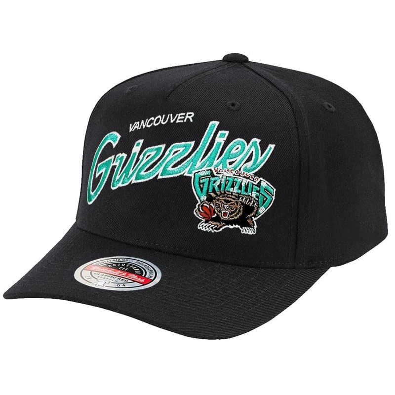 Memphis Grizzlies Mitchell & Ness NBA Logo Script Classic Red Snapback Hat – Black