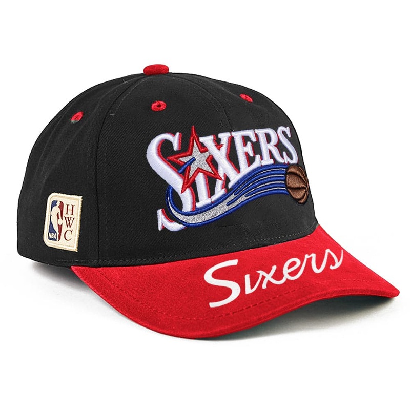 Philadelphia 76ers Mitchell & Ness NBA Double Up Deadstock Snapback Hat – Black