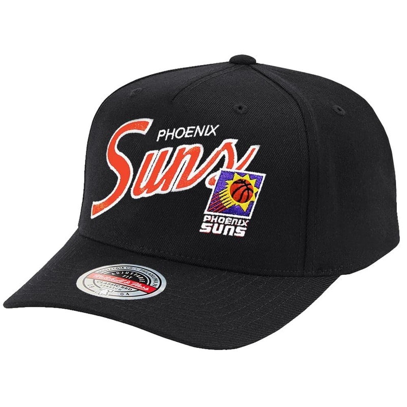Phoenix Suns Mitchell & Ness NBA Logo Script Classic Red Snapback Hat – Black