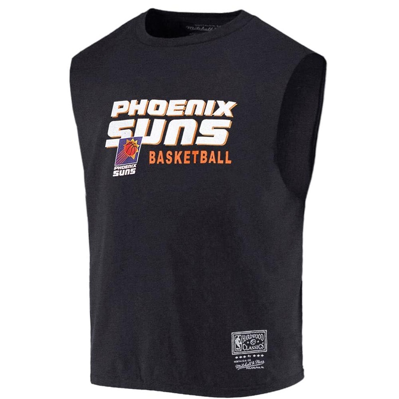 Phoenix Suns Mitchell & Ness NBA Warm Up Oversized Vintage Muscle T-Shirt – Faded Black