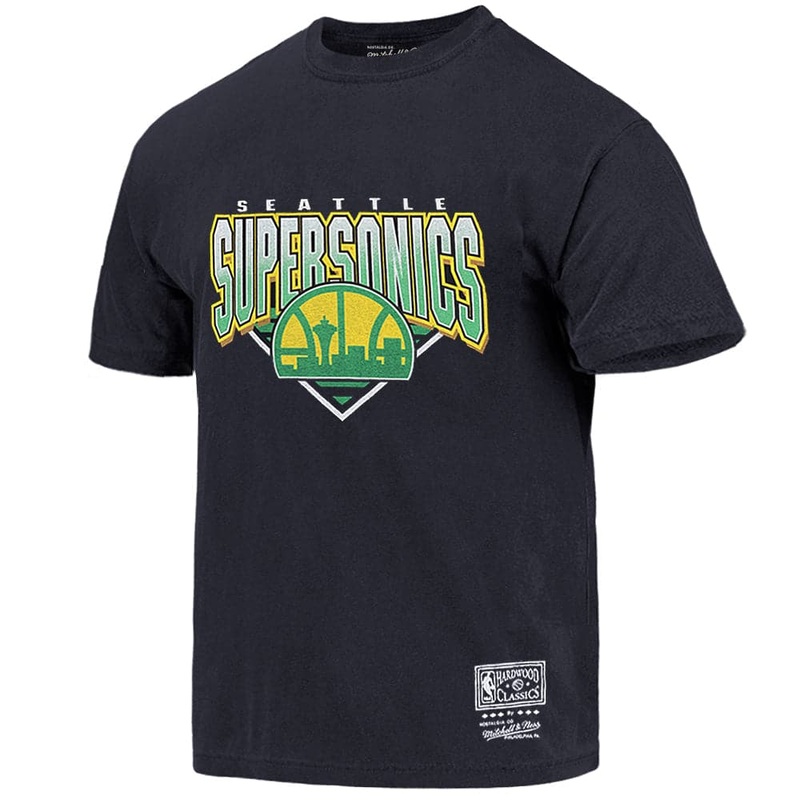 Seattle Supersonics Mitchell & Ness NBA Metallic Shadow Vintage T-Shirt – Faded Black