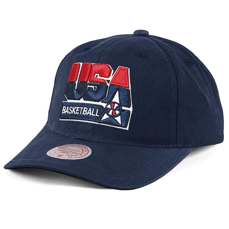 USA Dream Team Mitchell & Ness NBA Logo Pre-Curved Deadstock Snapback Hat – Navy