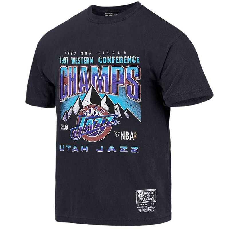 Utah Jazz Mitchell & Ness NBA 97 Conf Champs Vintage T-Shirt – Faded Black