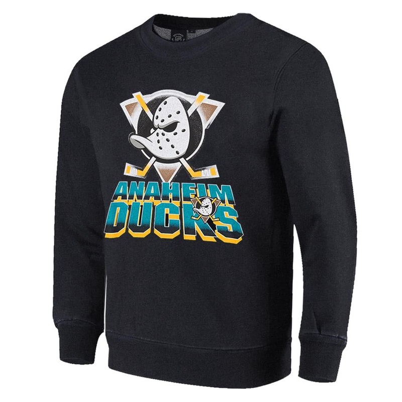 Womens Anaheim Mighty Ducks NHL Block Crew Jumper – Faded Black