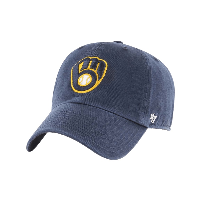 Milwaukee Brewers ’47 MLB Team Clean Up Strapback Hat – Navy