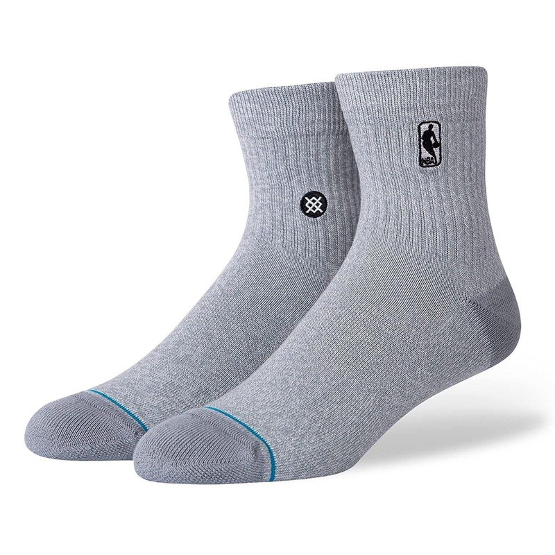 NBA Logoman Stance Black & White Quarter Socks – Heather Grey
