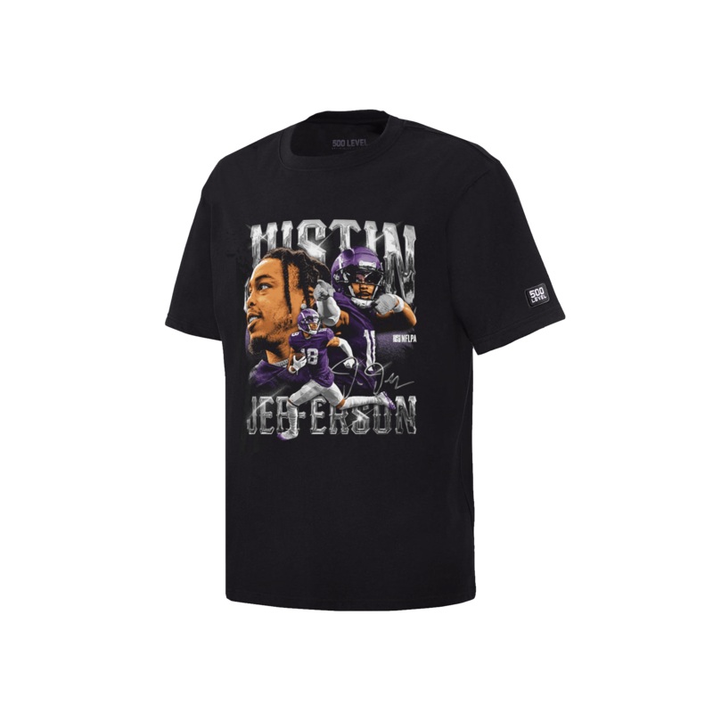 Justin Jefferson Minnesota Vikings 500 Level NFL Homage T-Shirt – Black