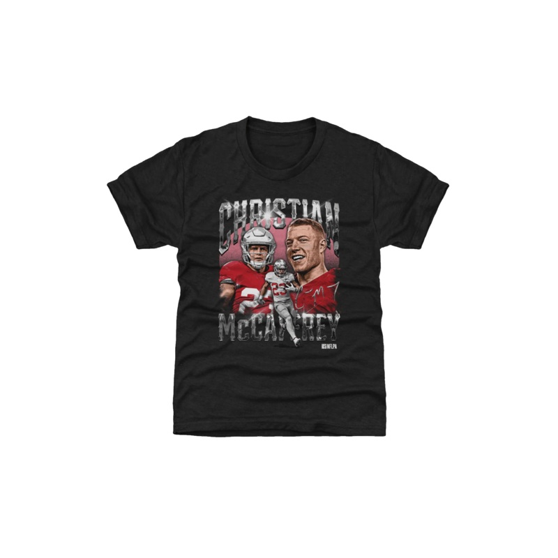 Youths Christian McCaffrey San Francisco 49ers 500 Level NFL Homage T-Shirt – Tri Black