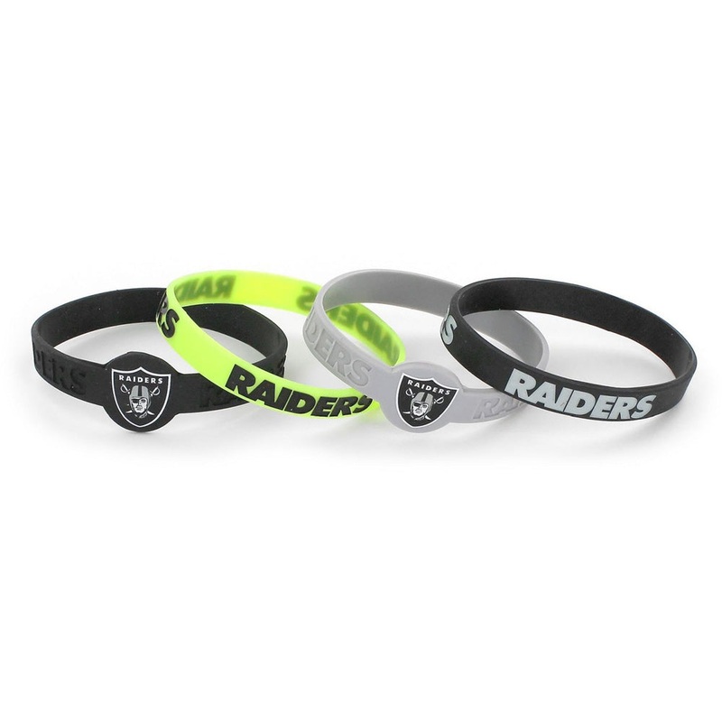 NFL Las Vegas Raiders Aminco 4-Pack Silicone Bracelet Bands
