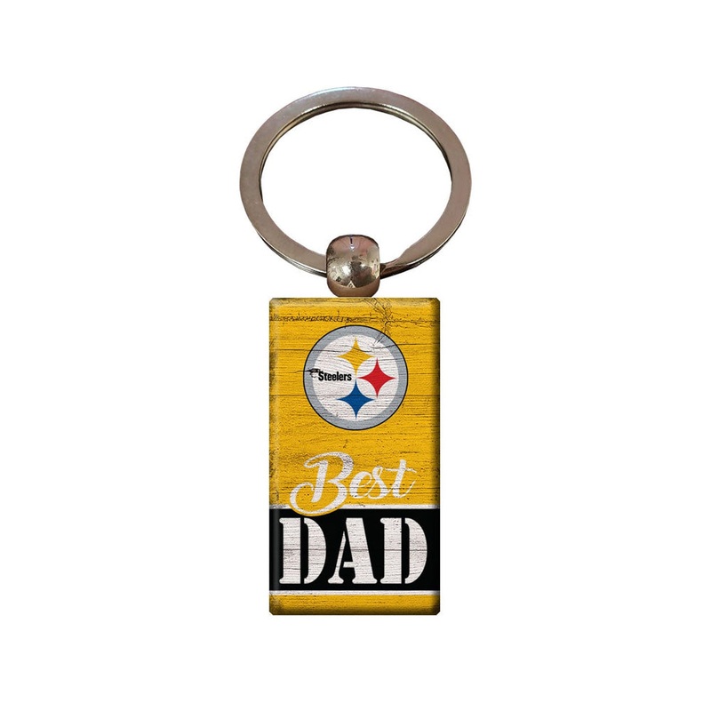 NFL Pittsburgh Steelers Fan Creations Best Dad Wooden Keychain