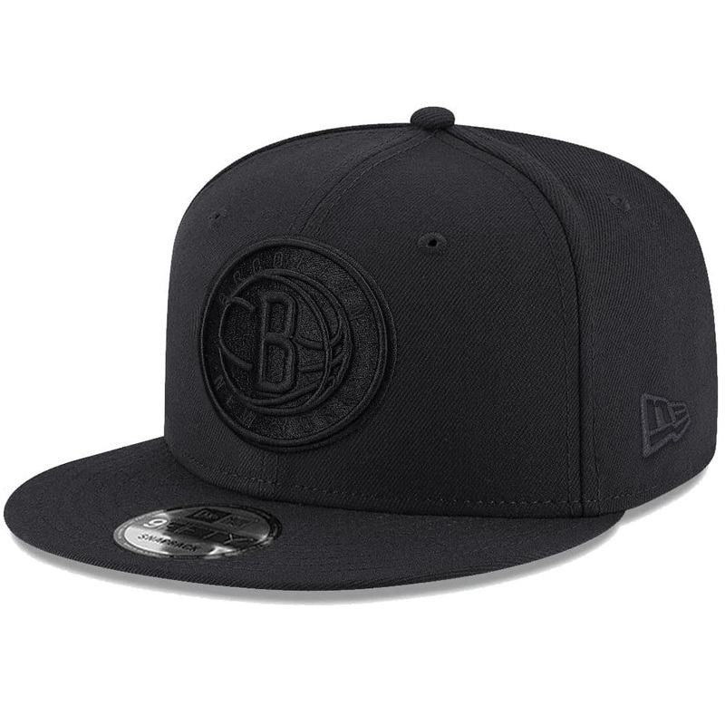 Brooklyn Nets New Era NBA Black On Black 9FIFTY Snapback Hat