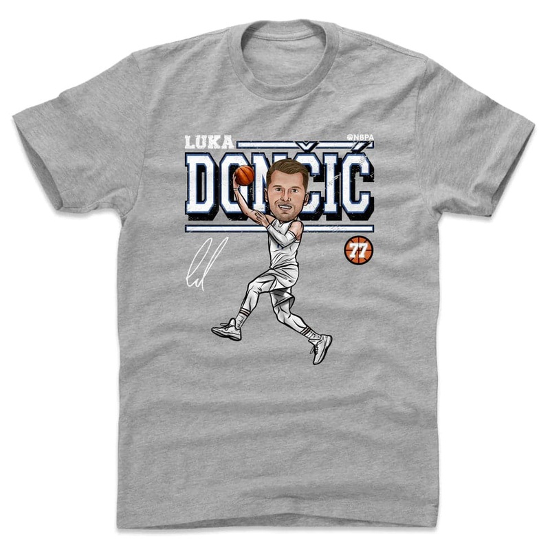 Luka Doncic Dallas Mavericks 500 Level NBA Cartoon T-Shirt – Grey