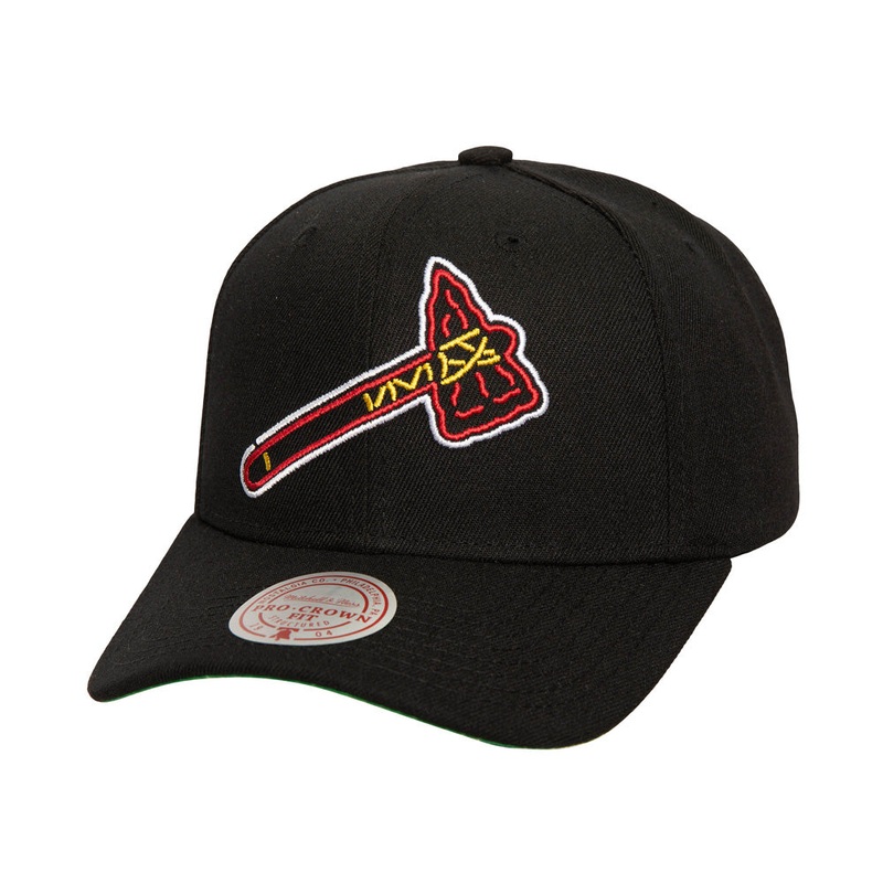 MLB Atlanta Braves Mitchell & Ness Neon Logo Pro Snapback Hat – Black