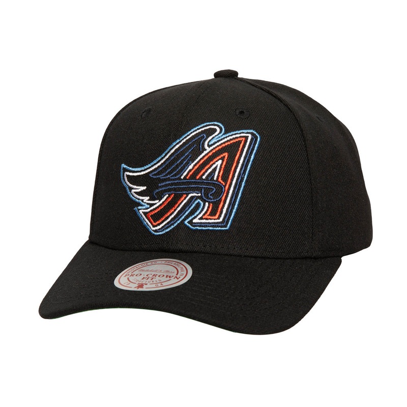 MLB Los Angeles Angels Mitchell & Ness Neon Logo Pro Snapback Hat – Black