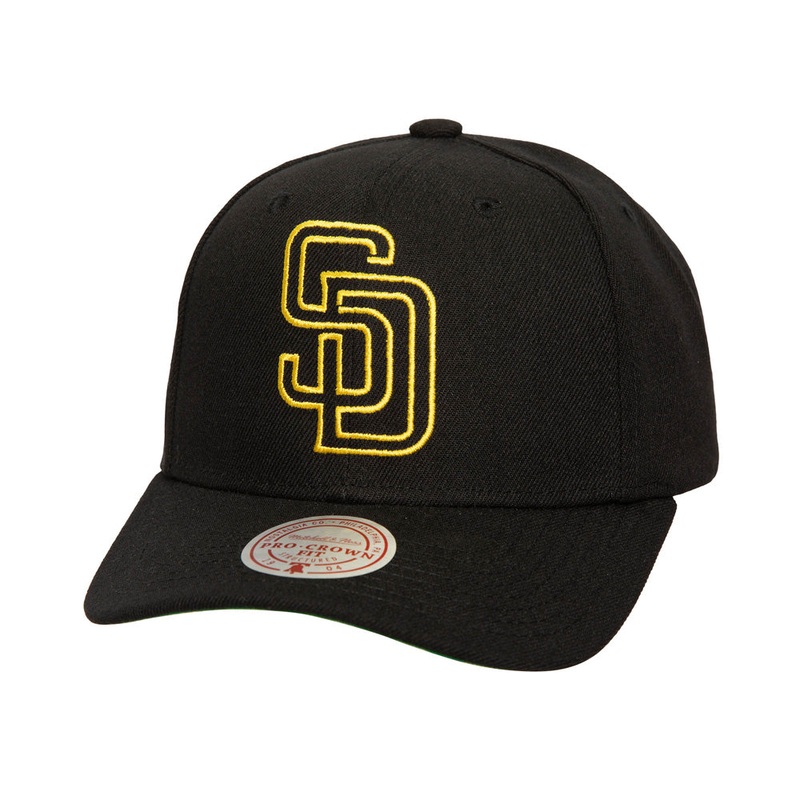 MLB San Diego Padres Mitchell & Ness Neon Logo Pro Snapback Hat – Black