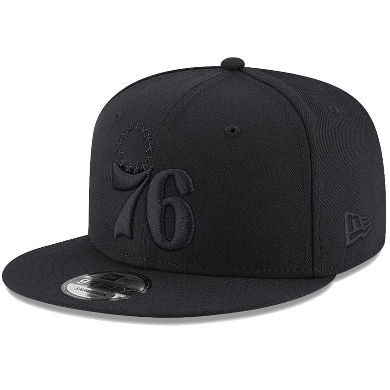 Philadelphia 76ers New Era NBA Black On Black 9FIFTY Snapback Hat