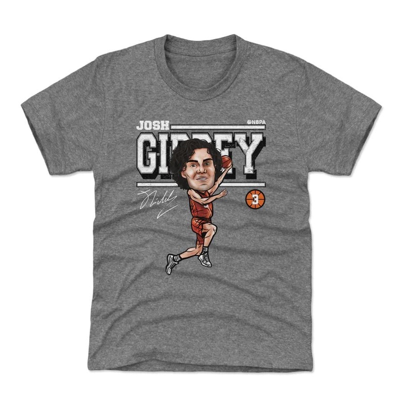 Youths Josh Giddey Oklahoma City Thunder 500 Level NBA Cartoon T-Shirt – Grey