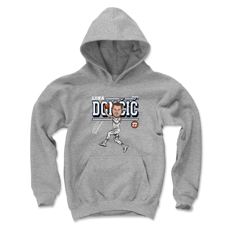 Youths Luka Doncic Dallas Mavericks 500 Level NBA Cartoon Hoodie Jumper – Grey