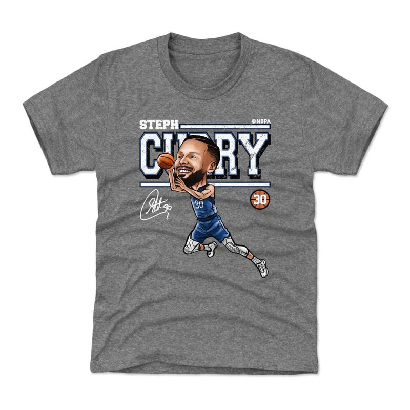 Youths Steph Curry Golden State Warriors 500 Level NBA Cartoon Tri-Blend T-Shirt – Grey