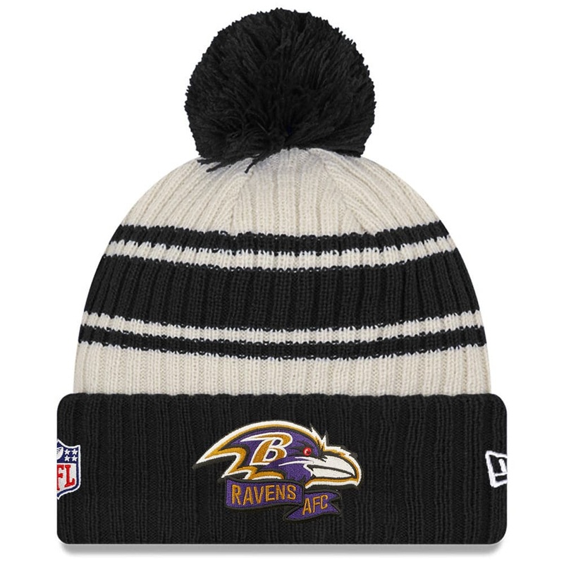 Baltimore Ravens New Era NFL 22 Sideline Knit Beanie – Chrome White