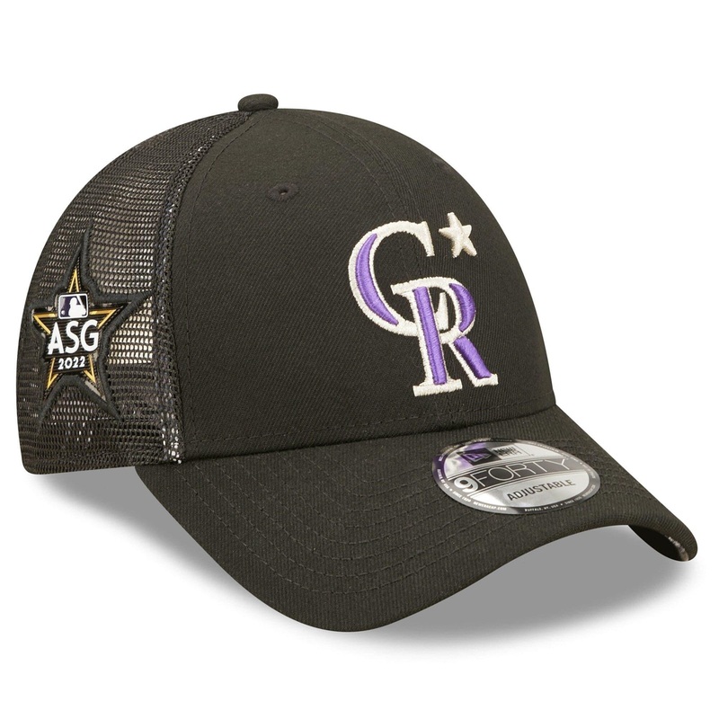 Colorado Rockies New Era MLB 22 All-Star Workout 9FORTY Trucker Snapback Hat – Black