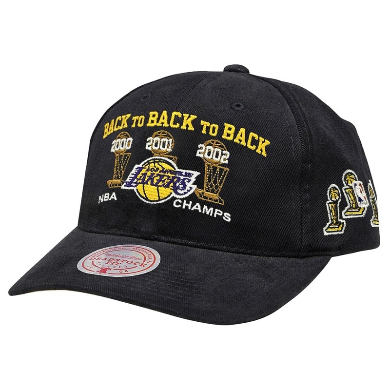 Los Angeles Lakers Mitchell & Ness NBA 3-Peat Deadstock Snapback Hat – Black