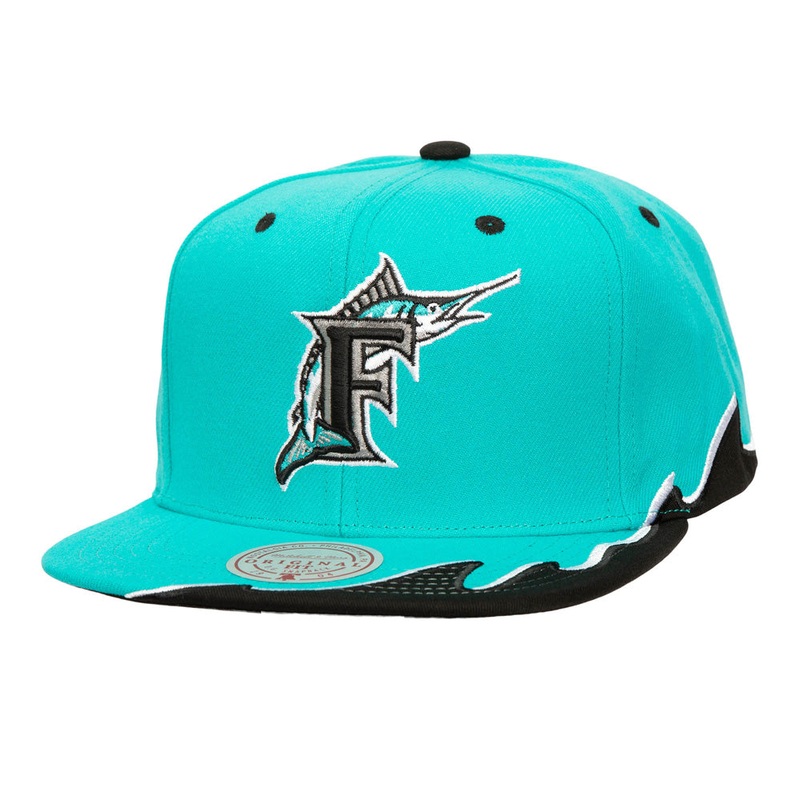 MLB Miami Marlins Mitchell & Ness Rising Tide Snapback Hat – Teal