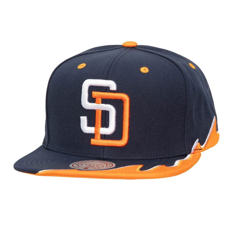 MLB San Diego Padres Mitchell & Ness Rising Tide Snapback Hat – Navy
