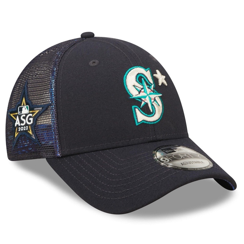 Seattle Mariners New Era MLB 22 All-Star Workout 9FORTY Trucker Snapback Hat – Navy