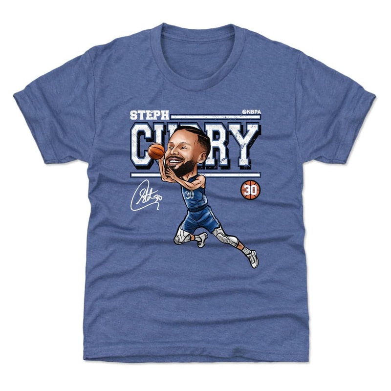 Youths Steph Curry Golden State Warriors 500 Level NBA Cartoon T-Shirt – Blue