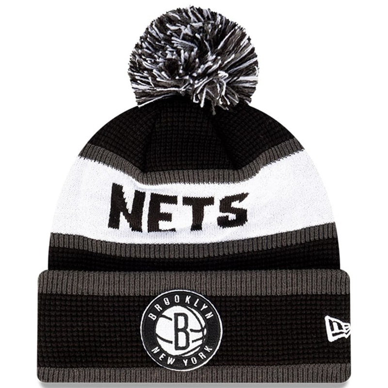 Brooklyn Nets New Era NBA Wordmark Waffle Knit Beanie – Black