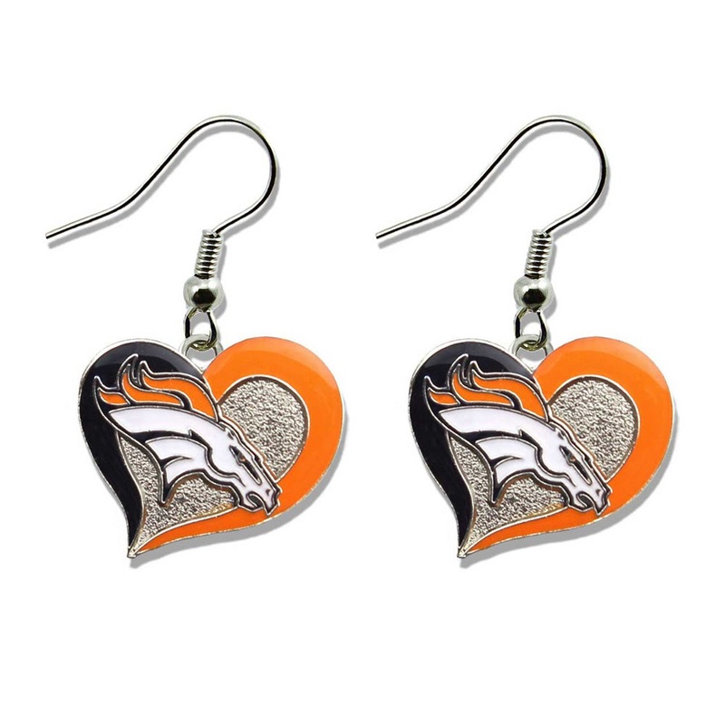 NFL Denver Broncos Aminco Swirl Heart Earrings