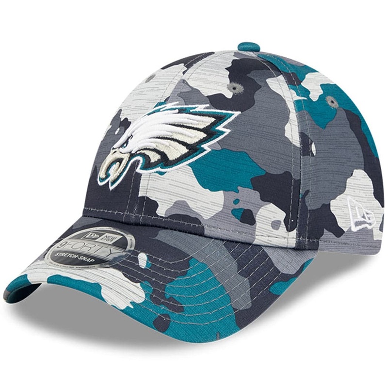 Philadelphia Eagles New Era NFL 22 Training Camp 9FORTY Stretch Snap Hat – Camo