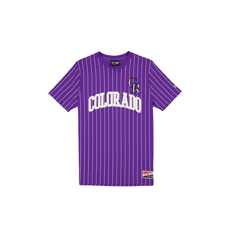 Colorado Rockies Throwback Pinstripe Wordmark T-Shirt