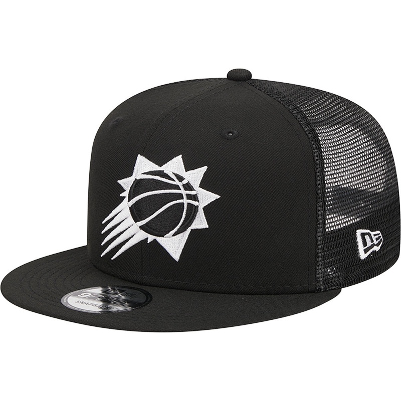 NBA Phoenix Suns New Era Black & White Trucker 9FIFTY Snapback Hat – Black