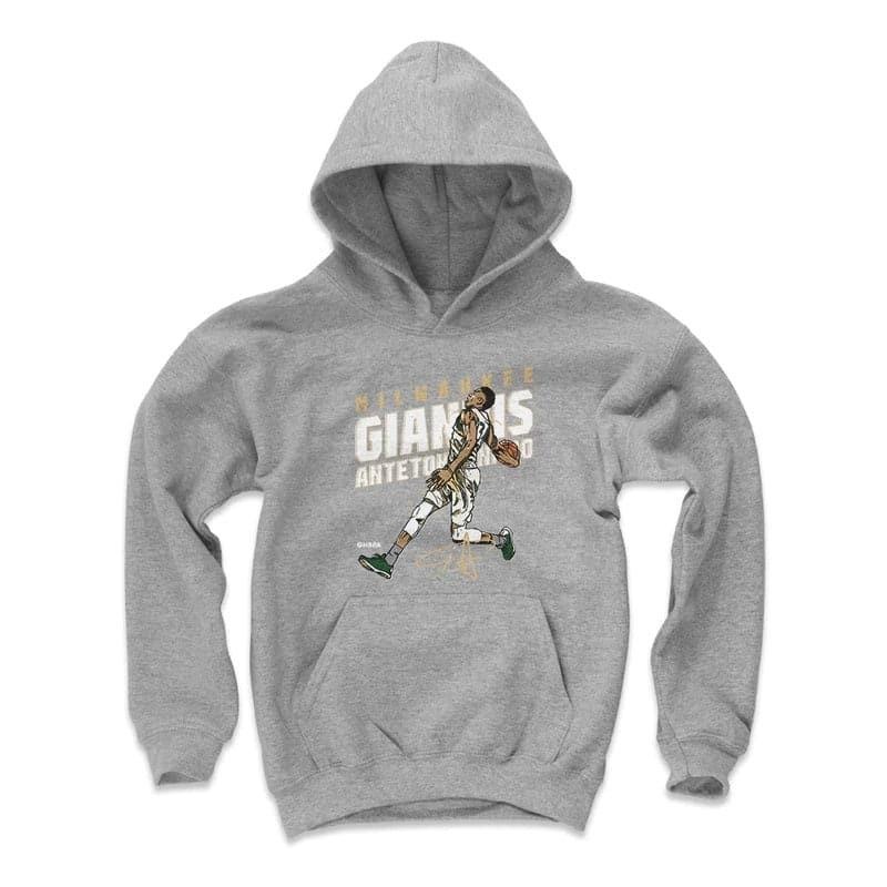 Youths Giannis Antetokounmpo Milwaukee Bucks 500 Level NBA Slam Hoodie Jumper – Grey