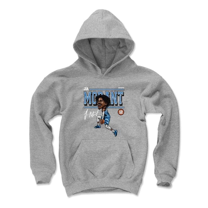 Youths Ja Morant Memphis Grizzlies 500 Level NBA Cartoon Hoodie Jumper – Grey