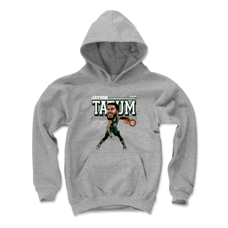 Youths Jayson Tatum Boston Celtics 500 Level NBA Cartoon Hoodie Jumper – Grey