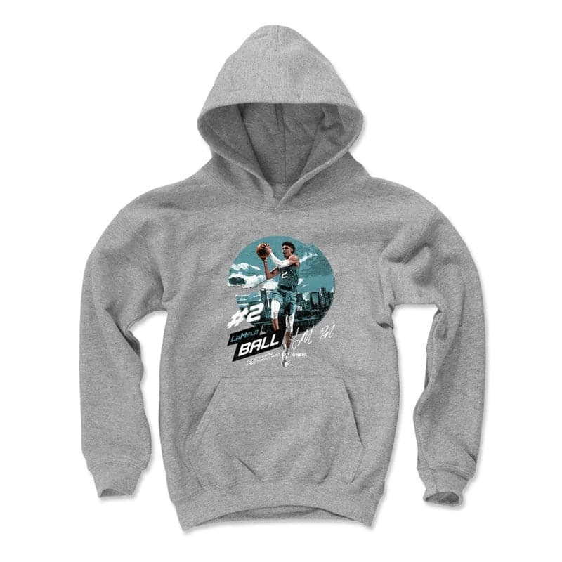 Youths LaMelo Ball Charlotte Hornets 500 Level NBA Emblem Hoodie Jumper – Grey