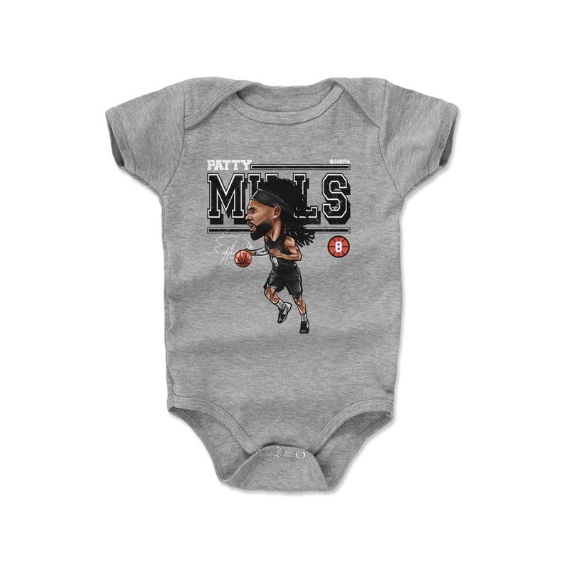Infants Patty Mills Brooklyn Nets 500 Level NBA Cartoon Onesie – Grey