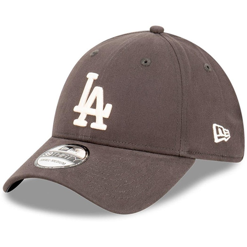 Los Angeles Dodgers New Era MLB Ivory Logo 39THIRTY Stretch Fit Curve Hat – Graphite