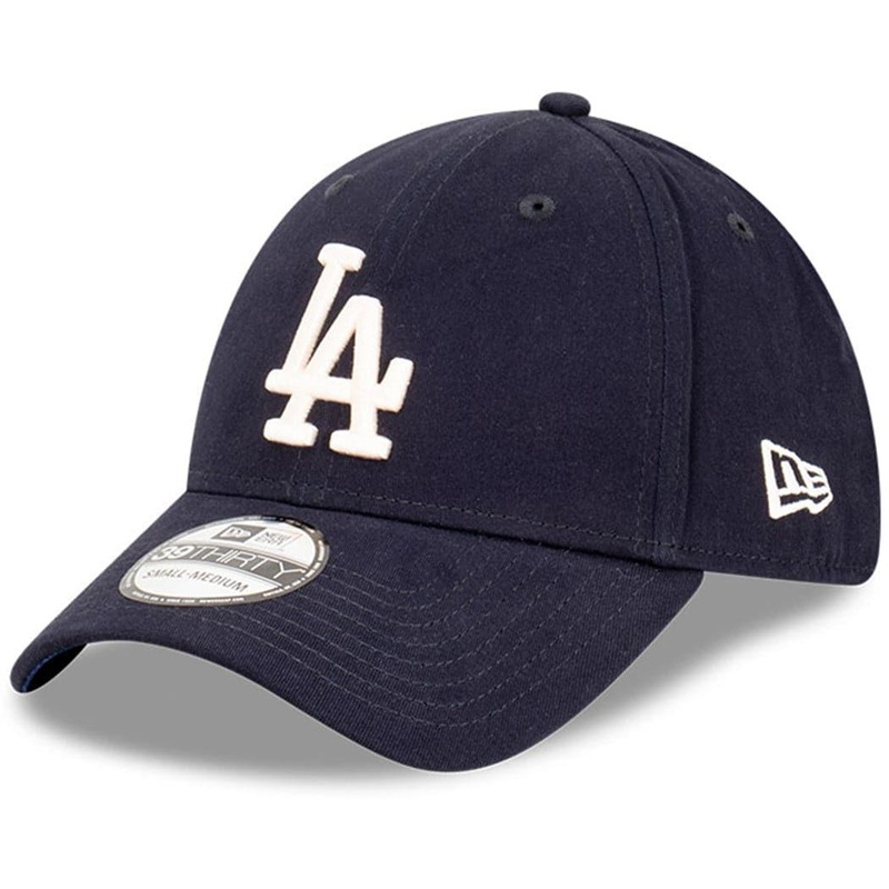 Los Angeles Dodgers New Era MLB Ivory Logo 39THIRTY Stretch Fit Curve Hat – Navy