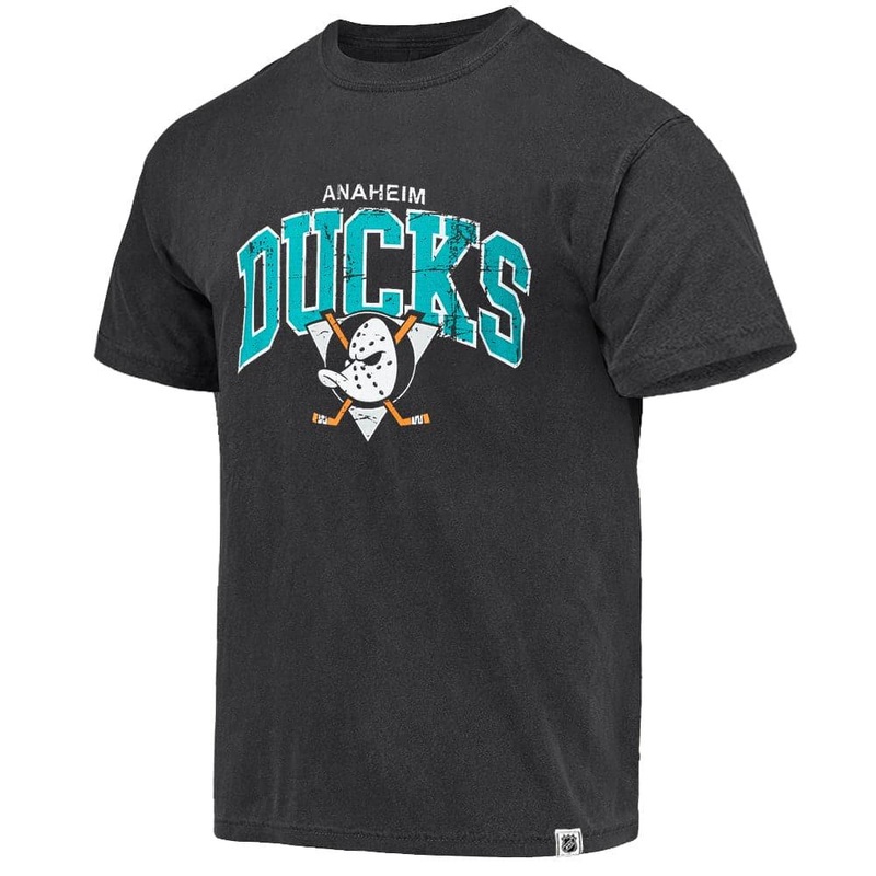 Anaheim Mighty Ducks Majestic NHL Acid Wash Arch Vintage T-Shirt – Faded Black